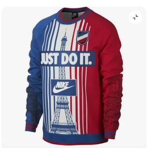 Authentic Nike City Version Red and Blue Eiffel Tower Sweatshirt Sz L